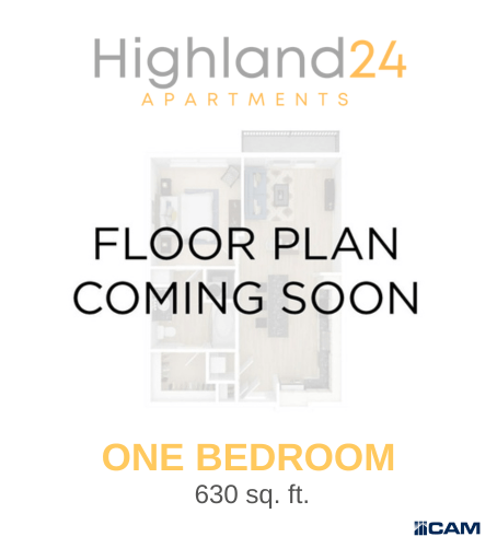 Floor plan for 1 bed, 1 bath, 630 sqft
